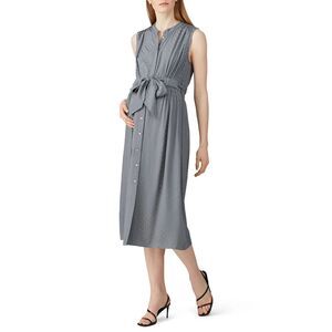 NWT Seraphine Marla Maternity Button Front Midi Dress in Pebble Women's Size 8